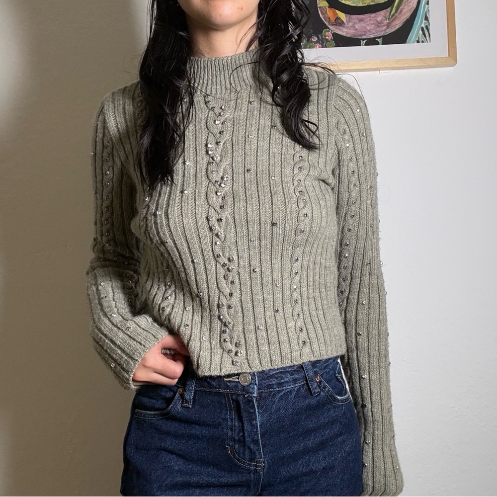 Women's Ribbed Knit Sweater - Olive